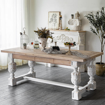 Modern Shabby Chic Rectangular Fir Wood, Artificial Board & Magnesium Oxide Coffee Table With 1/2-Tier Design For Living Room & Bedroom