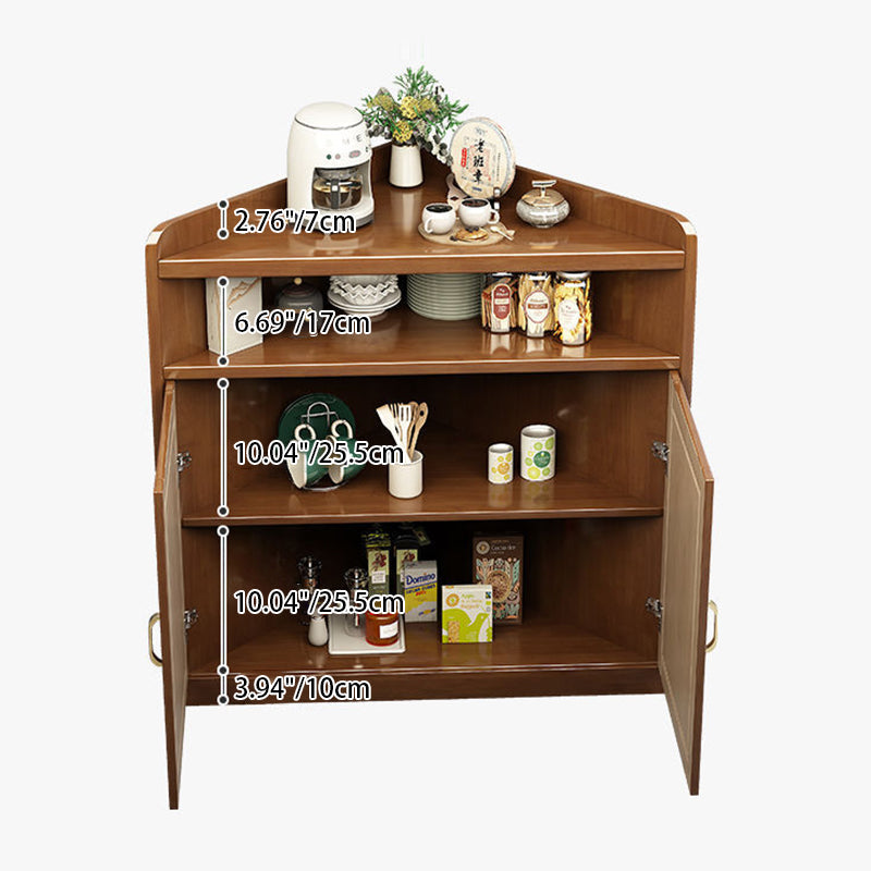 Modern Minimalist Solid Wood Solid Wood Multi-layer Board Triangle Corner Storage Cabinet Triangular Corner Unit With 4-Tier For Living Room & Bedroom