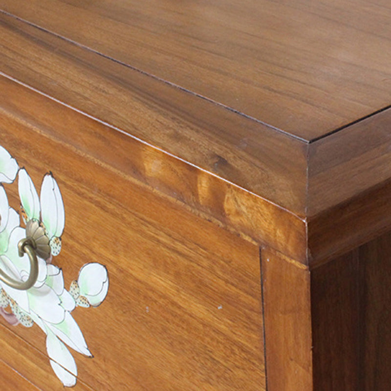 Traditional Chinese Camphorwood Rectangular Storage Cabinet With 6-Drawer For Living Room & Bedroom