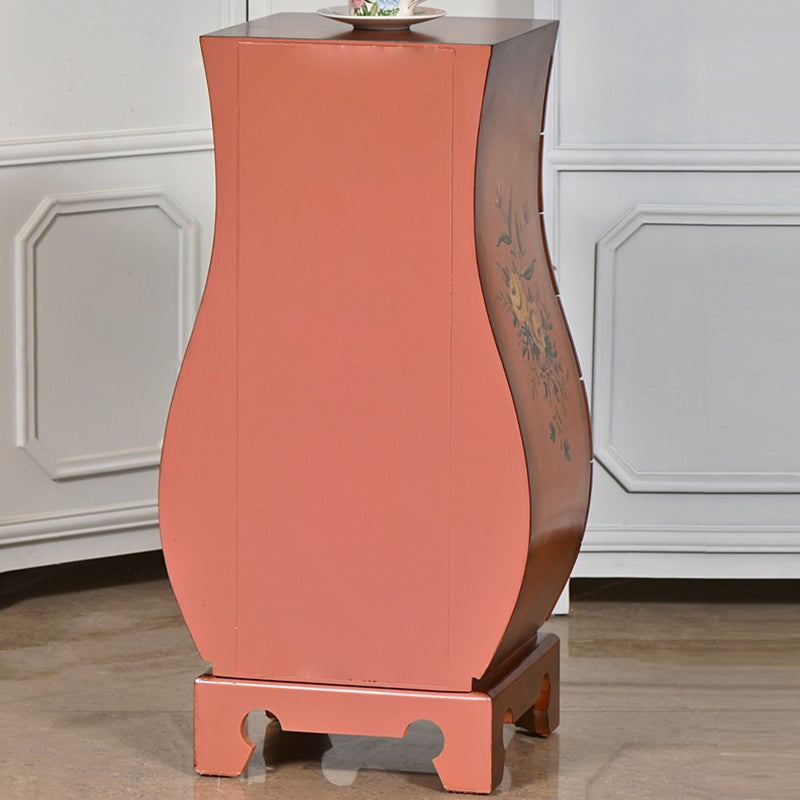 Traditional Chinese MDF Birch Wood Vase-Shaped Storage Cabinet 7-Drawer For Living Room & Bedroom