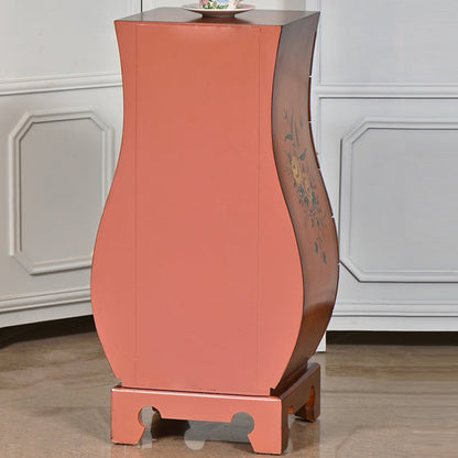 Traditional Chinese MDF Birch Wood Vase-Shaped Storage Cabinet 7-Drawer For Living Room & Bedroom