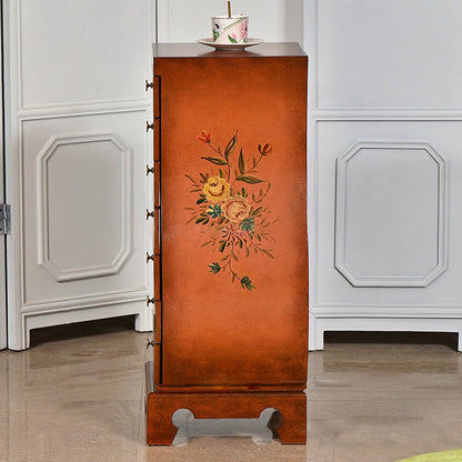Traditional Chinese MDF Birch Wood Vase-Shaped Storage Cabinet 7-Drawer For Living Room & Bedroom
