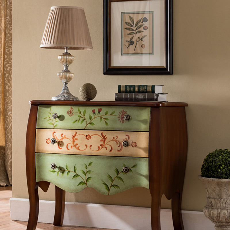 Traditional Chinese MDF Birch Wood Rectangular Storage Cabinet 3-Drawer For Living Room & Bedroom