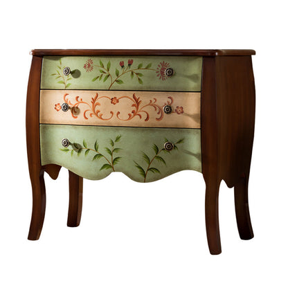 Traditional Chinese MDF Birch Wood Rectangular Storage Cabinet 3-Drawer For Living Room & Bedroom