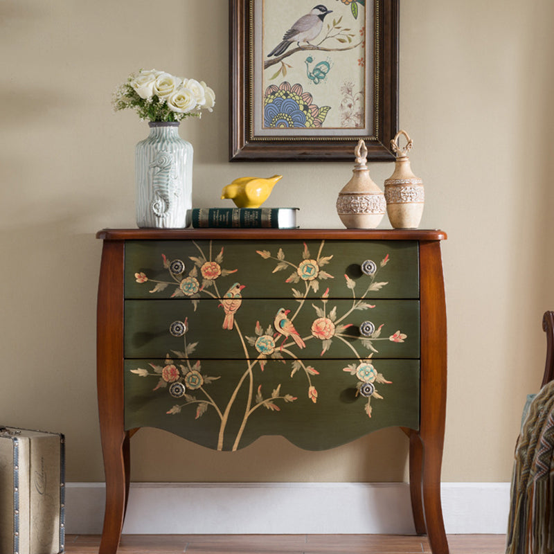 Traditional Chinese MDF Birch Wood Rectangular Storage Cabinet 3-Drawer For Living Room & Bedroom