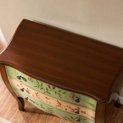 Traditional Chinese MDF Birch Wood Rectangular Storage Cabinet 3-Drawer For Living Room & Bedroom