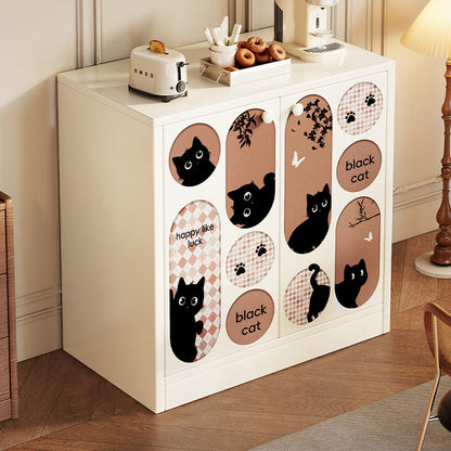 Traditional Vintage MDF Rectangular Animal Pattern Storage Cabinet 3-Tier For Living Room & Bedroom