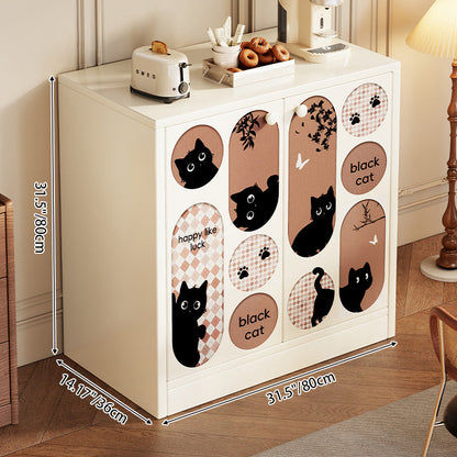 Traditional Vintage MDF Rectangular Animal Pattern Storage Cabinet 3-Tier For Living Room & Bedroom