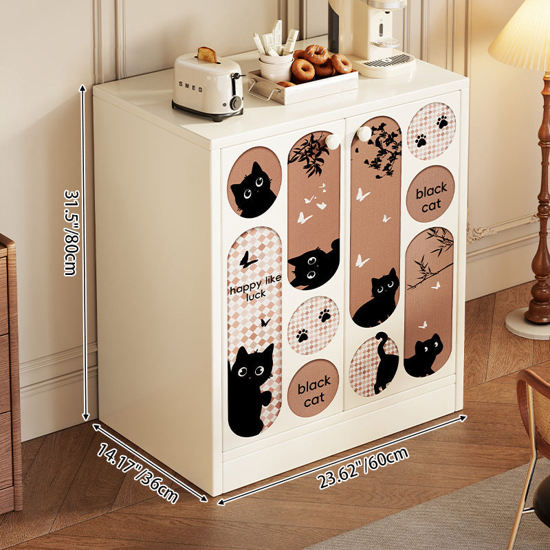 Traditional Vintage MDF Rectangular Animal Pattern Storage Cabinet 3-Tier For Living Room & Bedroom