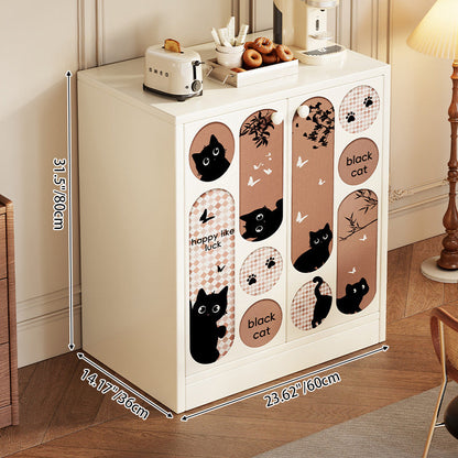 Traditional Vintage MDF Rectangular Animal Pattern Storage Cabinet 3-Tier For Living Room & Bedroom
