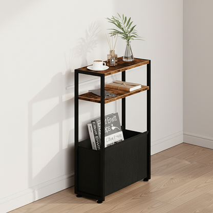 Modern Minimalist MDF Iron Fabric Rectangular 3-Tier Side Table For Living Room & Bedroom