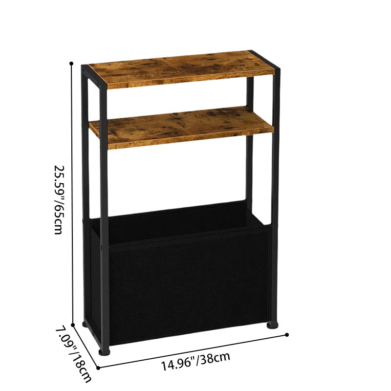 Modern Minimalist MDF Iron Fabric Rectangular 3-Tier Side Table For Living Room & Bedroom