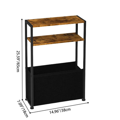 Modern Minimalist MDF Iron Fabric Rectangular 3-Tier Side Table For Living Room & Bedroom