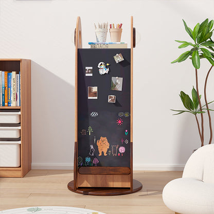 Contemporary Creative Solid Wood Rocket-Shaped Swivel Bookshelf With 4-Tier Storage For Living Room & Bedroom