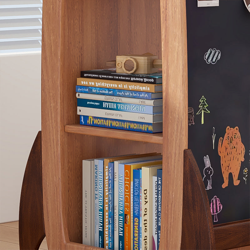 Contemporary Creative Solid Wood Rocket-Shaped Swivel Bookshelf With 4-Tier Storage For Living Room & Bedroom