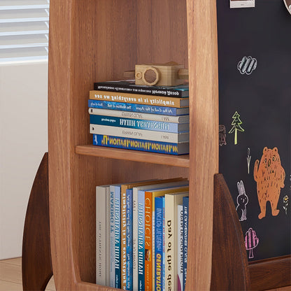 Contemporary Creative Solid Wood Rocket-Shaped Swivel Bookshelf With 4-Tier Storage For Living Room & Bedroom