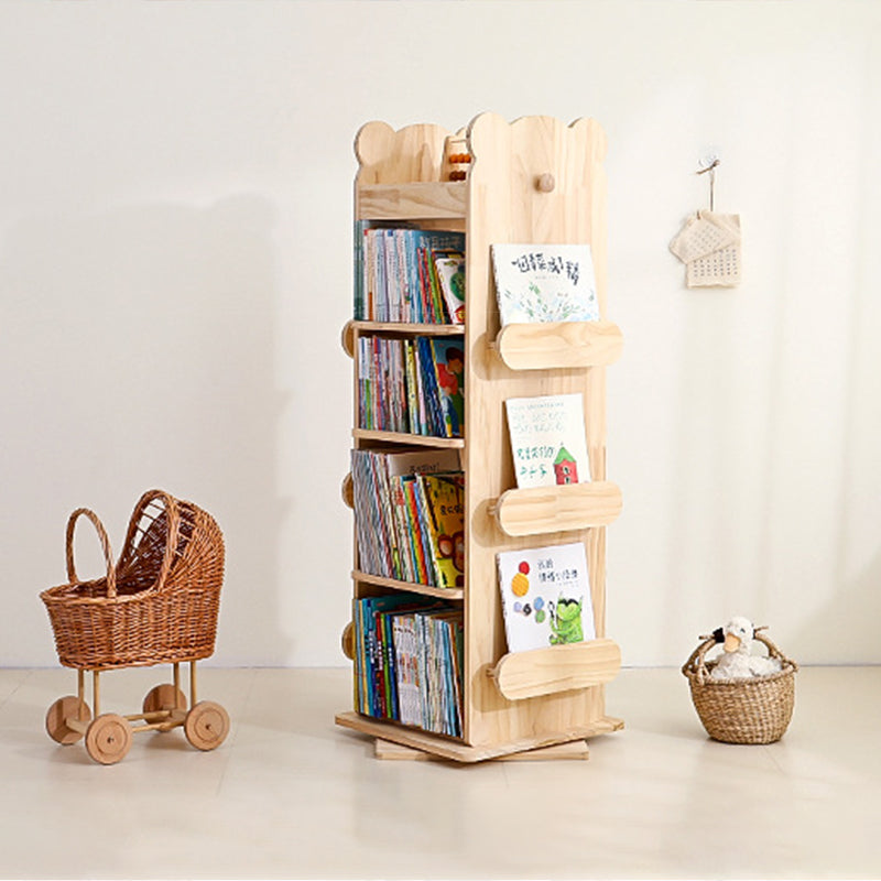 Modern Minimalist Kids Pine Wood Rectangular Bookshelf Swivel 4/5 Tiers For Living Room & Bedroom