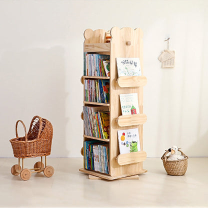 Modern Minimalist Kids Pine Wood Rectangular Bookshelf Swivel 4/5 Tiers For Living Room & Bedroom