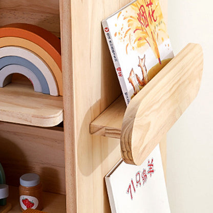 Modern Minimalist Kids Pine Wood Rectangular Bookshelf Swivel 4/5 Tiers For Living Room & Bedroom