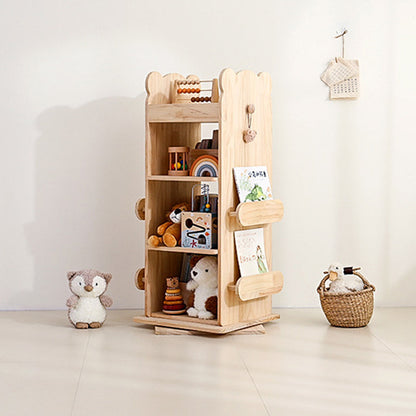 Modern Minimalist Kids Pine Wood Rectangular Bookshelf Swivel 4/5 Tiers For Living Room & Bedroom