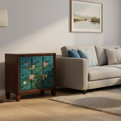Contemporary Retro MDF Birch Wood Rectangular Storage Cabinet 3-Drawer For Living Room & Bedroom