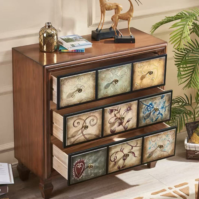 Contemporary Retro MDF Birch Wood Rectangular Storage Cabinet 3-Drawer For Living Room & Bedroom