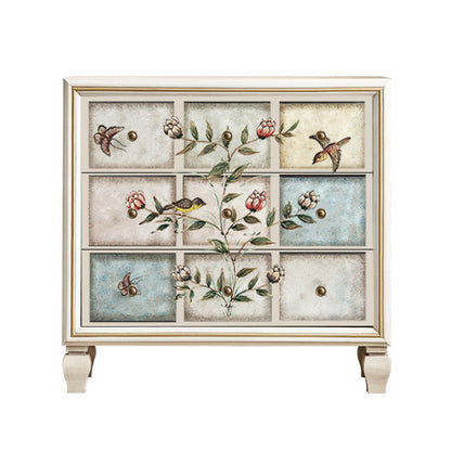 Contemporary Retro MDF Birch Wood Rectangular Storage Cabinet 3-Drawer For Living Room & Bedroom