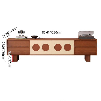 Contemporary Scandinavian Ash Wood Solid Wood Multi-Layer Board Rectangular TV Stand 4-Drawer For Living Room