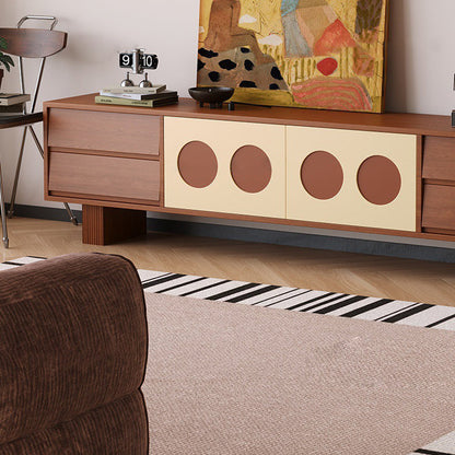 Contemporary Scandinavian Ash Wood Solid Wood Multi-Layer Board Rectangular TV Stand 4-Drawer For Living Room