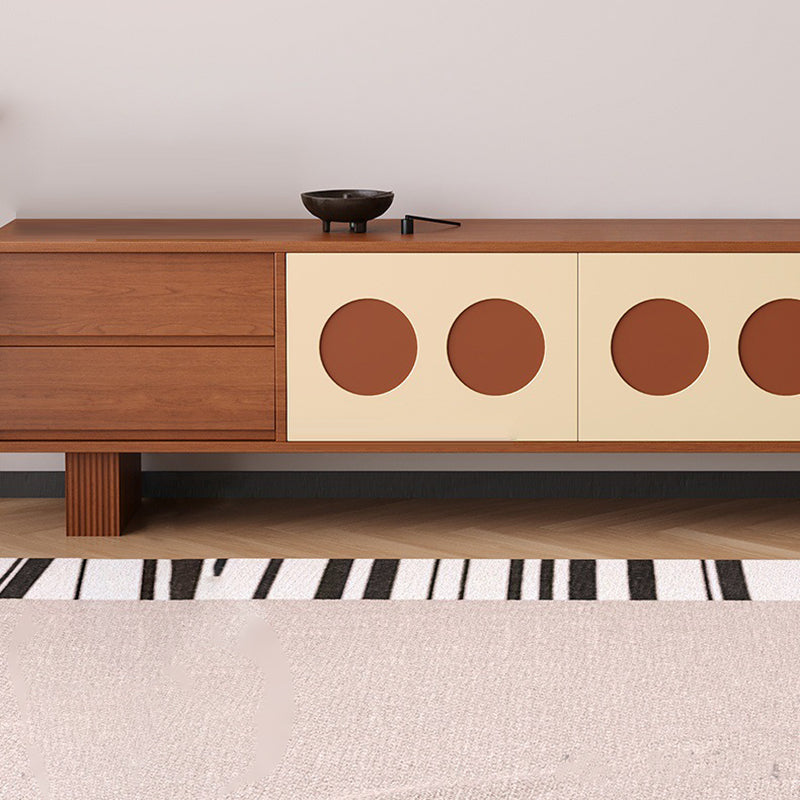 Contemporary Scandinavian Ash Wood Solid Wood Multi-Layer Board Rectangular TV Stand 4-Drawer For Living Room