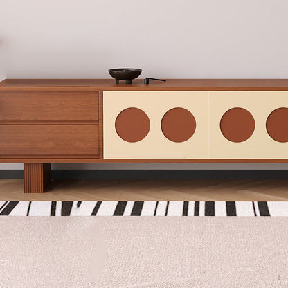 Contemporary Scandinavian Ash Wood Solid Wood Multi-Layer Board Rectangular TV Stand 4-Drawer For Living Room