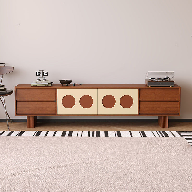 Contemporary Scandinavian Ash Wood Solid Wood Multi-Layer Board Rectangular TV Stand 4-Drawer For Living Room