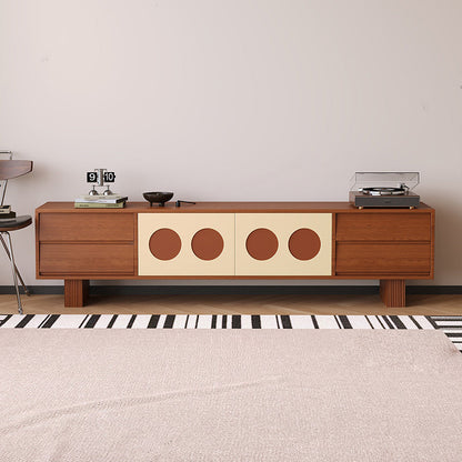 Contemporary Scandinavian Ash Wood Solid Wood Multi-Layer Board Rectangular TV Stand 4-Drawer For Living Room