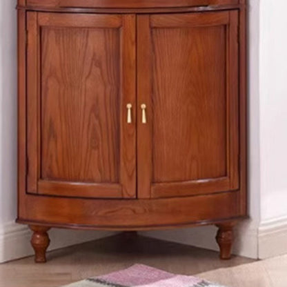 Contemporary Retro Solid Wood Glass Rectangular Corner Storage Cabinet 1-Drawer For Living Room