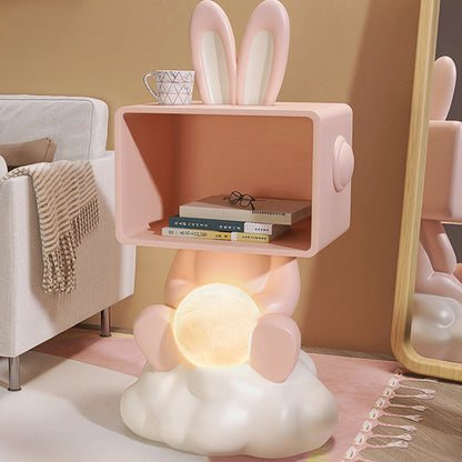 Contemporary Creative MDF Resin PC Rabbit Shape Nightstand 2-Tier For Living Room