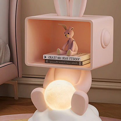 Contemporary Creative MDF Resin PC Rabbit Shape Nightstand 2-Tier For Living Room