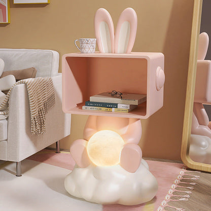 Contemporary Creative MDF Resin PC Rabbit Shape Nightstand 2-Tier For Living Room