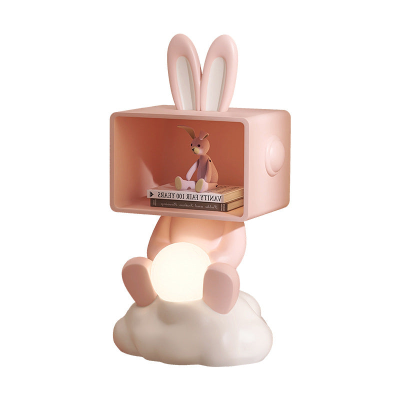 Contemporary Creative MDF Resin PC Rabbit Shape Nightstand 2-Tier For Living Room