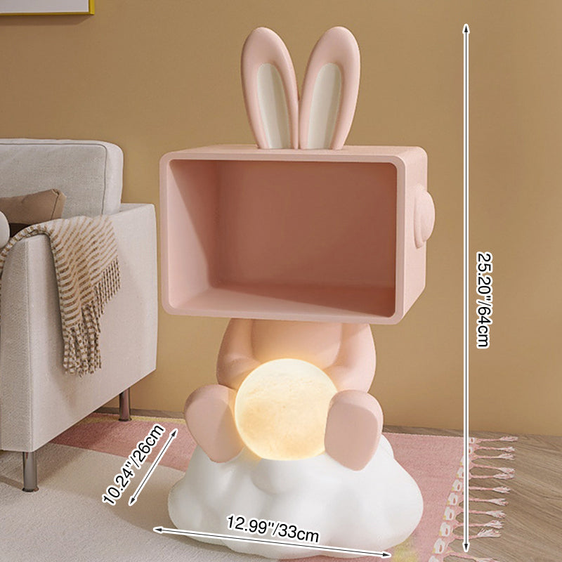 Contemporary Creative MDF Resin PC Rabbit Shape Nightstand 2-Tier For Living Room