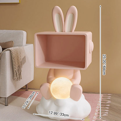 Contemporary Creative MDF Resin PC Rabbit Shape Nightstand 2-Tier For Living Room