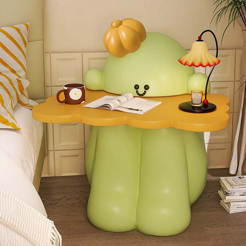 Contemporary Creative MDF Resin Cactus Shape Nightstand 1-Tier For Living Room & Bedroom