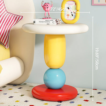 Contemporary Creative Resin Round Nightstand With 1-Tier For Living Room & Bedroom