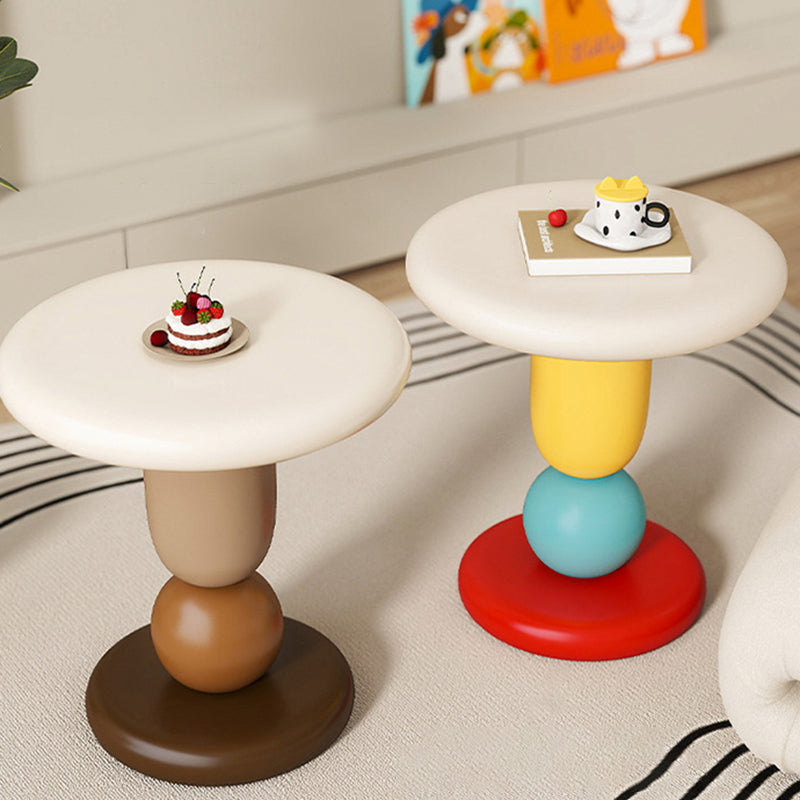 Contemporary Creative Resin Round Nightstand With 1-Tier For Living Room & Bedroom