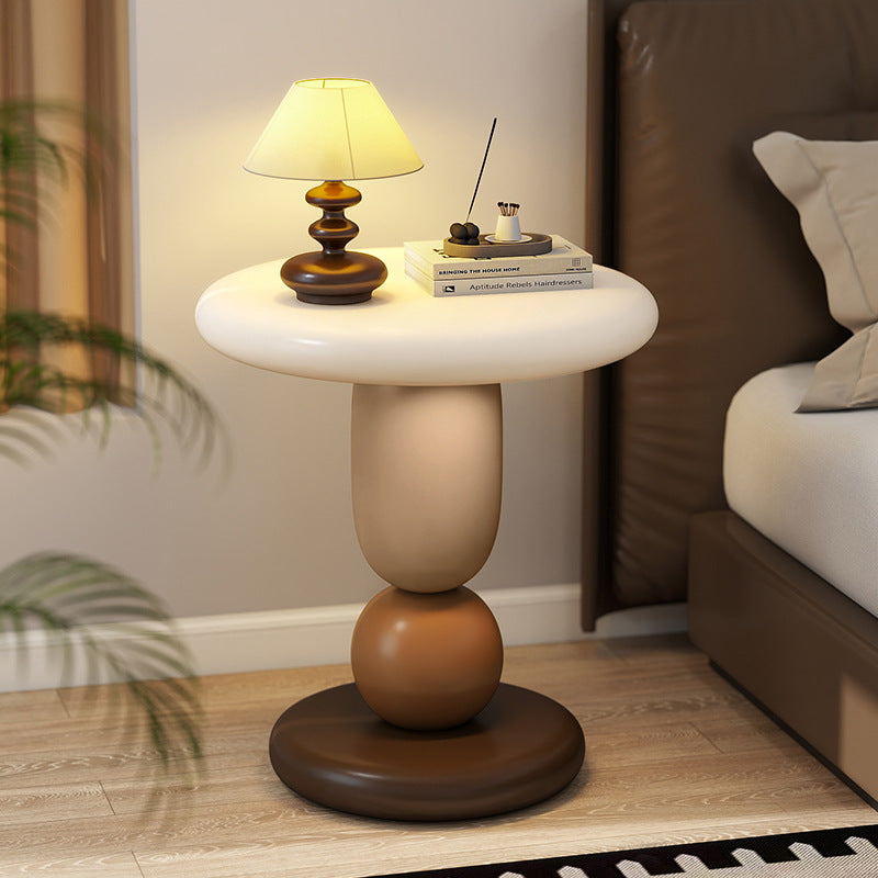 Contemporary Creative Resin Round Nightstand With 1-Tier For Living Room & Bedroom