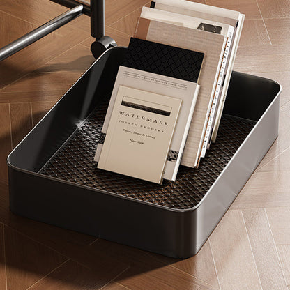 Modern Minimalist MDF Carbon Steel Rectangle Movable Side Table With 2-Tier For Living Room