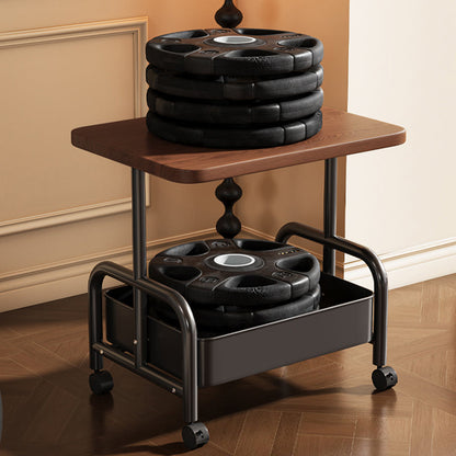 Modern Minimalist MDF Carbon Steel Rectangle Movable Side Table With 2-Tier For Living Room