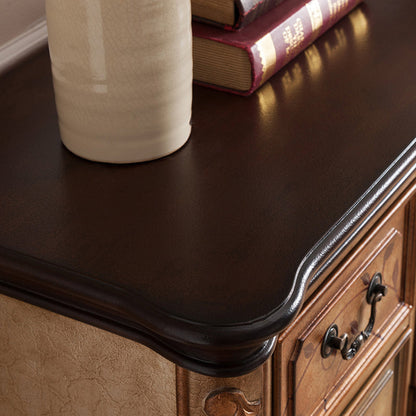 Traditional Vintage Rubberwood Rectangular Console Table With 4 Drawers And Cabinet For Entryway, Living Room, Bedroom