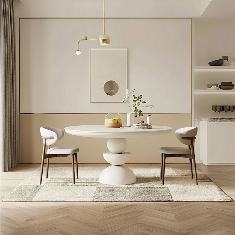 Modern Minimalist Fiberglass Round Dining Table For 4/8 Seats