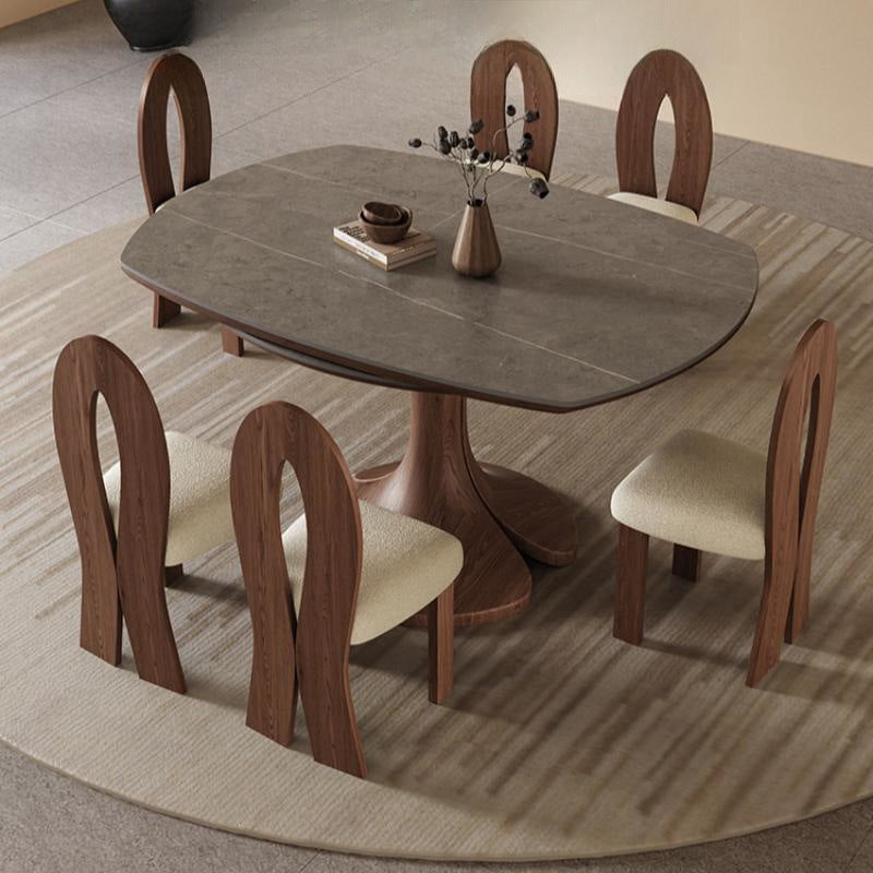 Traditional Vintage Sintered Stone Round Dining Table With Extendable Foldable For 12 Seats
