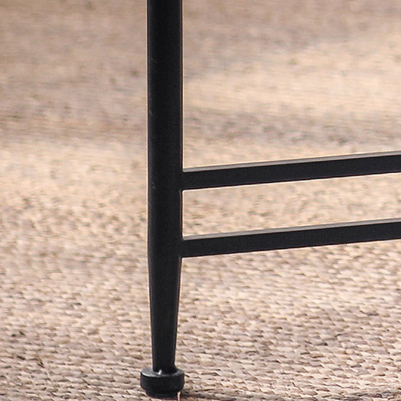 Modern Minimalist Fir Wood Round Coffee Table With Iron Frame 1 Tier For Living Room And Bedroom